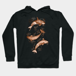 Dancing Orcas | Brown and White Color Palette Hoodie